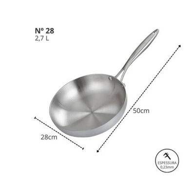 Frigideira Supreme Total Inox Corpo Triplo 2,7 lts  Nº 28 - Gp Inox