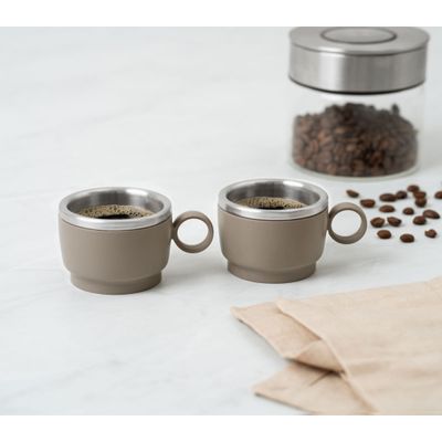 Kit 2 Xícaras para Café Tramontina em Aço Inox Cinza 80 ml