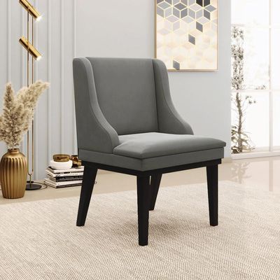 Kit 2 Cadeiras Decorativas Sala de Jantar Base Fixa de Madeira Firenze Suede Grafite/Preto G19 - Gran Belo