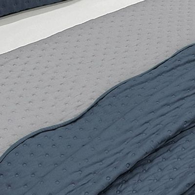 Cobre Leito Colcha By-Collor King 3 Peças Marinho-Cinza - 100% Poliéster