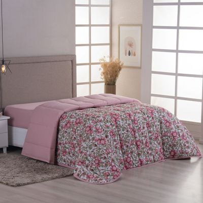 Edredom King Luar Super Macio Malha 100% Algodão Dupla Face 01 Peça - Rose Floral