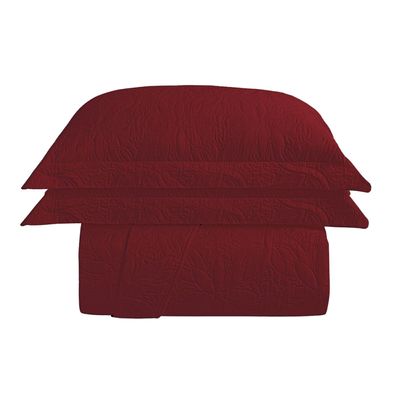 Kit Cobre Leito Colcha Charlote Solteiro 2 Peças Dupla Face Liso Classic - Vermelho - 100% Poliéster