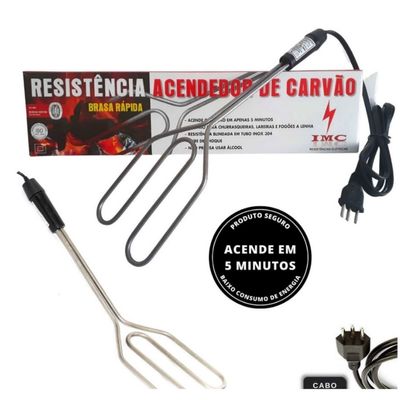 Acendedor elétrico rápido p/carvão de churrasqueira e lareira 650w 220v