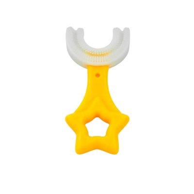 Escova De Dentes Infantil De Silicone Formato Em U 360 Graus Cor:Amarelo