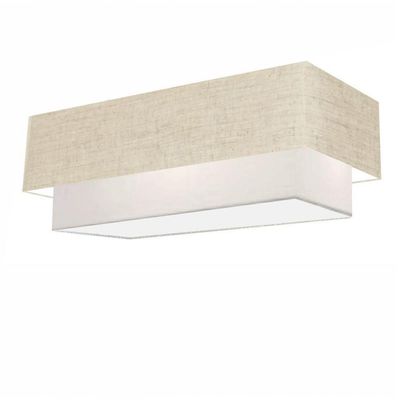 Plafon Duplo Retangular Vivare Md-3044 Cúpula Em Tecido Bivolt Rustico-bege-branco 127/220v