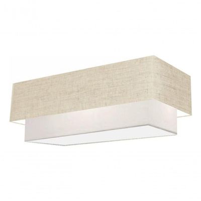Plafon Duplo Retangular Vivare Md-3044 Cúpula Em Tecido Bivolt Rustico-bege-branco 127/220v