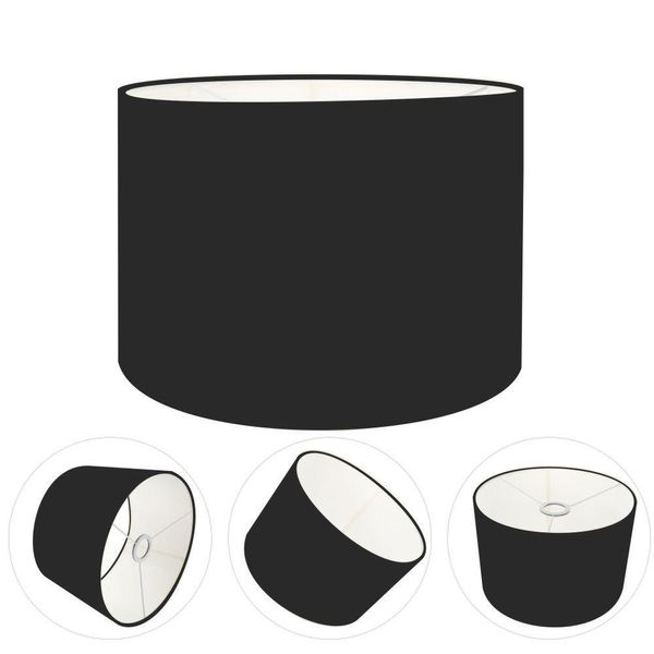 Cúpula Abajur E Luminária Cilíndrica Vivare Cp-7018 ø40x25cm - Bocal Nacional Preto-preto