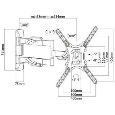 Suporte Articulado Para Tv De 26 A 55 Com Braço Longo Kma28-