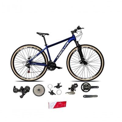 Bicicleta Aro 29 Absolute Nero 5 Alumínio 2x9 Freios Hidráulicos K7 Garfo Com Trava 18v Mtb Azul Tam: 17