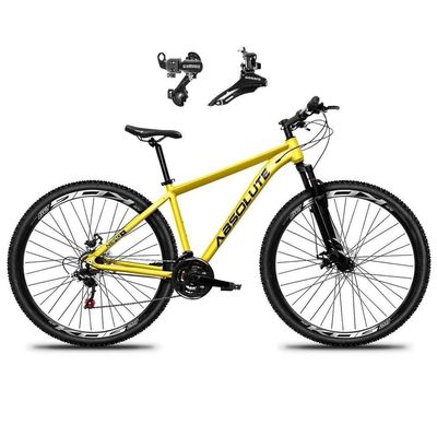 Bicicleta Aro 29 Absolute Nero 5 Alumínio 21v Câmbios Shimano Freio A Disco Mountain Bike amarelo Tam: 17