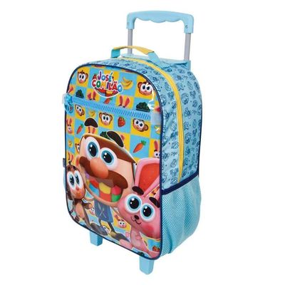 Mochila Rodinha Squeeze Infantil Escolar José Comilão Azul Dmw