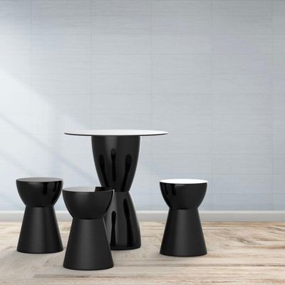Conjunto Fit Com Mesa + 03 Banquetas Sili I'M In Preto Grifit
