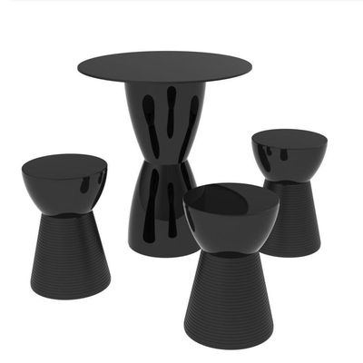 Conjunto Fit Com Mesa + 03 Banquetas Sili I'M In Preto Grifit