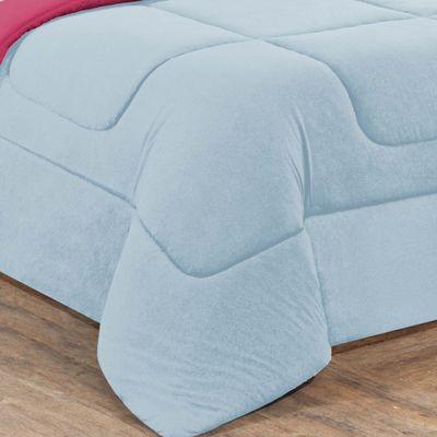 Edredom Malha 100% Algodão Gran Moratta 1 Peça Casal - Azul Bebê/Pink