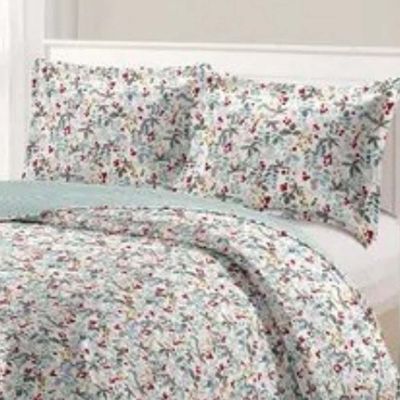 Kit Cobre Leito Colcha Daily Queen 3 Peças Dupla Face Estampado - Floral 53 - 100% Poliéster