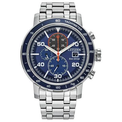 Relógio Citizen Masculino Ref: Ca0850-59l Solar Prateado Cronógrafo Eco-Drive