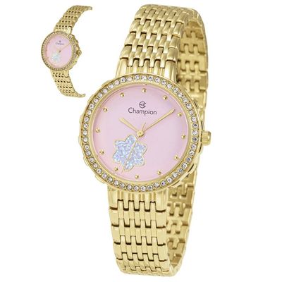Relógio Champion Feminino Ref: Cf26384l Bracelete Dourado