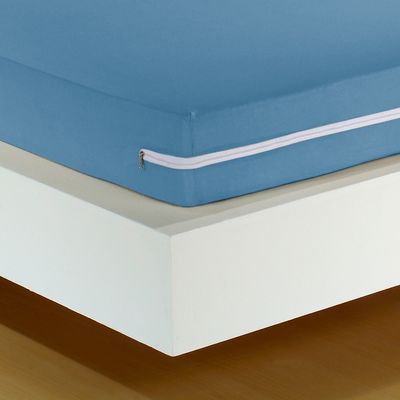 Capa P/Colchão Doce Vida Casal 20 Malha Mista C/ Zíper 138mx188mx20cm Azul Placido