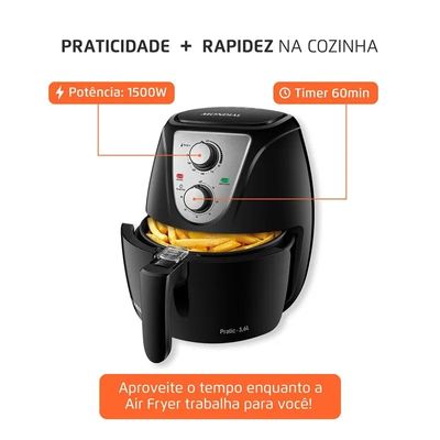 Fritadeira Sem Óleo Air Fryer Pratic 3,6l Mondial 1500w  Af36bi 220V Preto