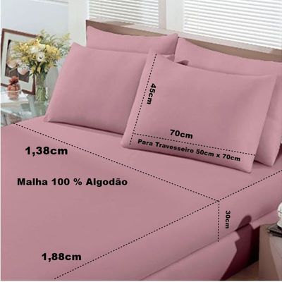 Jogo de Cama Buettner Casal Malha Basic Liso 3 Peças Rose Blush