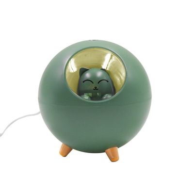 Umidificador De Ar Luminaria USB Difusor Aromatizador Esfera Gatinho Cor:Verde