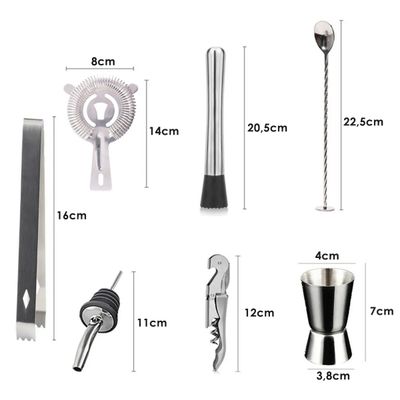 Kit Barman Coqueteleira Profissional 500ml 11 Peças