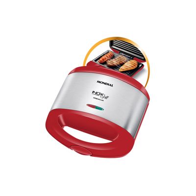 Grill e Sanduicheira Mondial Inox Red S19 Vermelha Inox - 800W 127V