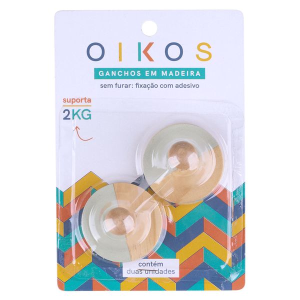 KIT DE 2 GANCHOs DE MADEIRA COM ADESIVO
