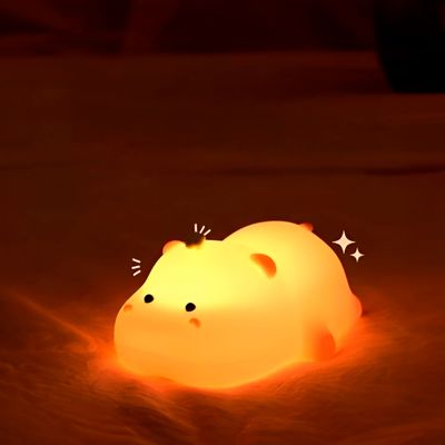 Luminária Infantil Hipopótamo em Silicone com LED 3 Níveis Luz Quente Recarregável USB 1200mAh