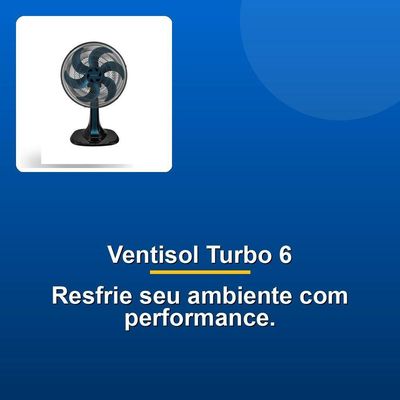 Ventisol Ventilador Mesa Turbo 6 40cm Azul 127v