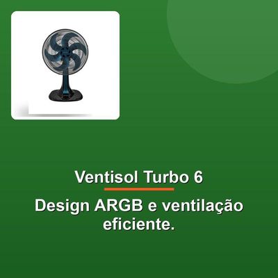 Ventisol Ventilador Mesa Turbo 6 40cm Azul 127v