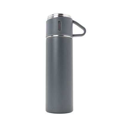 Garrafa Termica Parede Dupla 3 Copo Aço Inox Squeeze 500ml Cor:Cinza