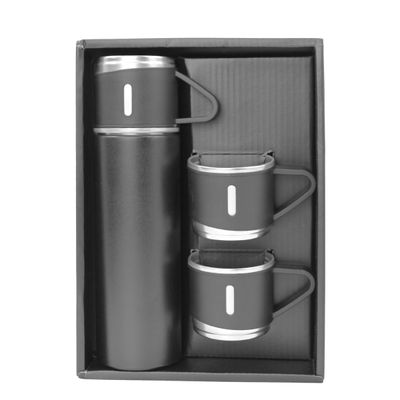 Garrafa Térmica Parede Dupla 3 Copo Aço Inox Squeeze 500ml Cor:Bege