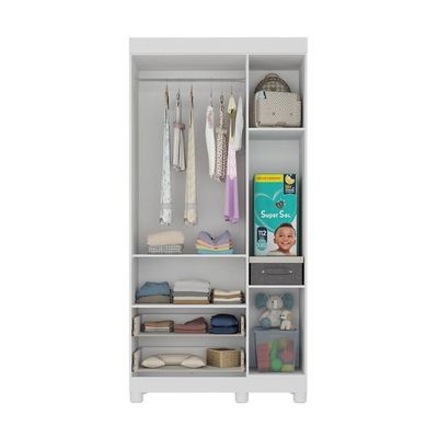 Guarda-roupa Infantil 92cm 3 Portas E 2 Gavetas Allegra Multimóveis Mp4442 Branco/madeirado Branco/madeirado