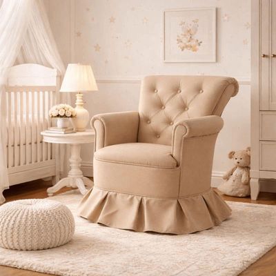 Poltrona Balanço Amentação Quarto Confortável Descanso Sala Leitura Suede Bege