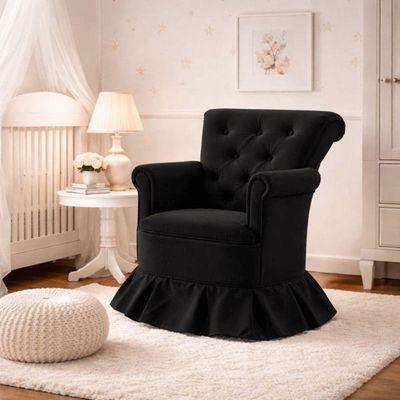 Poltrona Balanço Amentação Quarto Confortável Descanso Sala Leitura Suede Preto