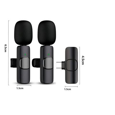 2 Microfones Wireless Lapela Adaptador IOS Encaixe Tipo C Sem Fio K9-2IN1-2 | Áudio Profissional Plug & Play
