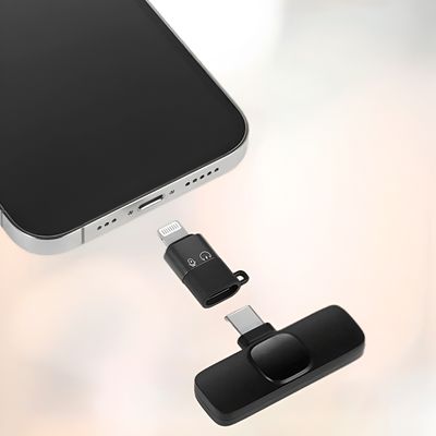 2 Microfones Wireless Lapela Adaptador IOS Encaixe Tipo C Sem Fio K9-2IN1-2 | Áudio Profissional Plug & Play