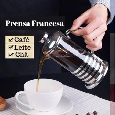Cafeteira Prensa Francesa Café Leite Chá 350ml Inox - Mimo