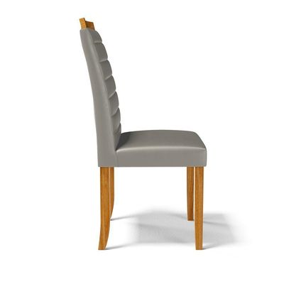 Kit Com 6 Cadeiras Sara Madeira Maciça Estofadas Para Mesa De Jantar Veludo Chumbo 109