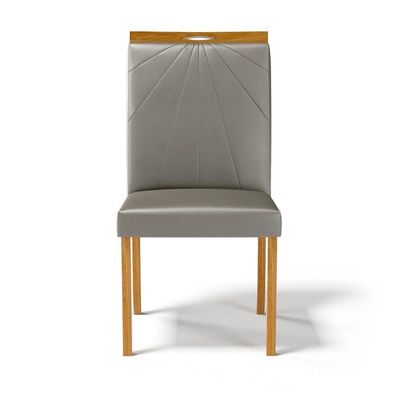 Cadeira Maiara Madeira Maciça Estofada Para Mesa De Jantar Veludo Chumbo 109