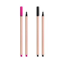 Caneta Hidrográfica Compactor Microline 0.4mm Preta e Rosa 2 Unidades
