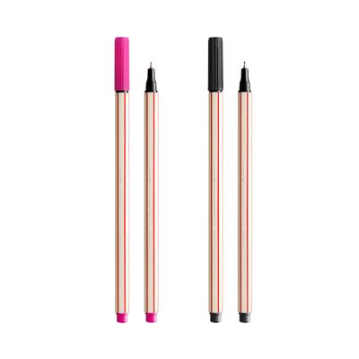 Caneta Hidrográfica Compactor Microline 0.4mm Preta e Rosa 2 Unidades