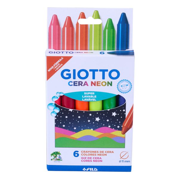 Gizão Cera Giotto Maxi 06 Cores Neon Gizão Cera Giotto Maxi 06 Cores Neon