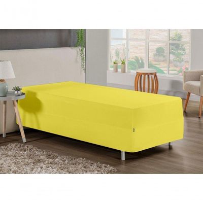 Jogo De Cama Solteiro Nobre 2 Peças Luva De Box 55cm De Altura Malha 100% Algodão - Amarelo