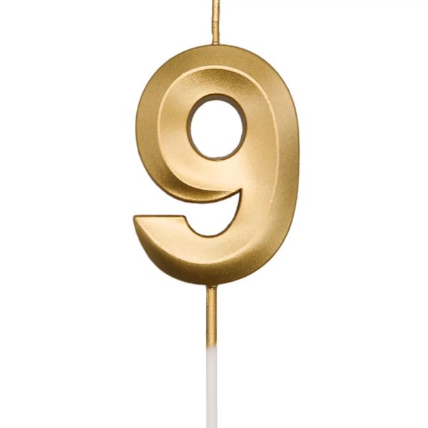 Vela Mini Design Silver Festas Dourada Número 9 Vela Mini Design Silver Festas Dourada Número 9