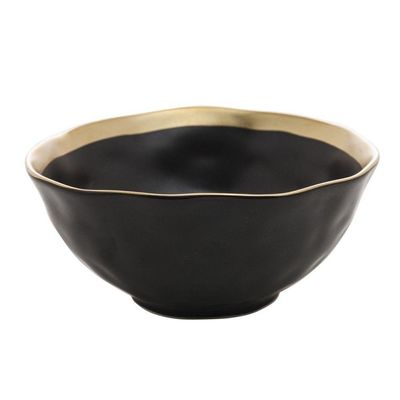Kit 04 Bowls De Porcelana Dubai Preto E Dourado Wolff