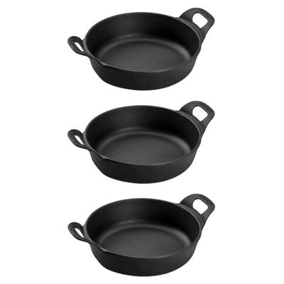 Kit 3 Travessas Redonda 22 Cm 1,7l Em Ferro Fundido Panela Mineira