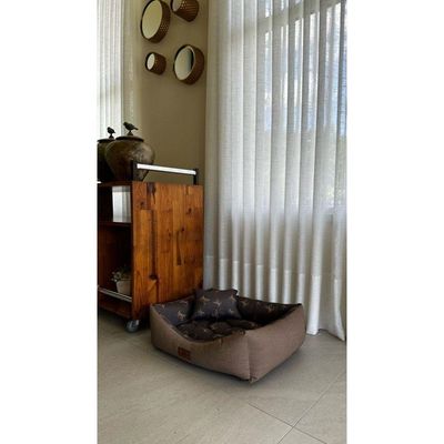 Cama Para Cachorro Retangular Em Corino + Poliéster Marrom Claro Lv Grande (g) 50 X 65 Cm