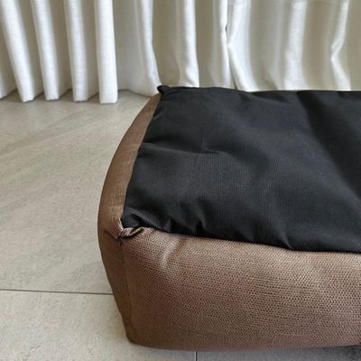 Cama Para Cachorro Retangular Em Corino + Poliéster Marrom Claro Lv Grande (g) 50 X 65 Cm